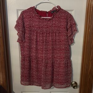 Red Floral Women's Blouse